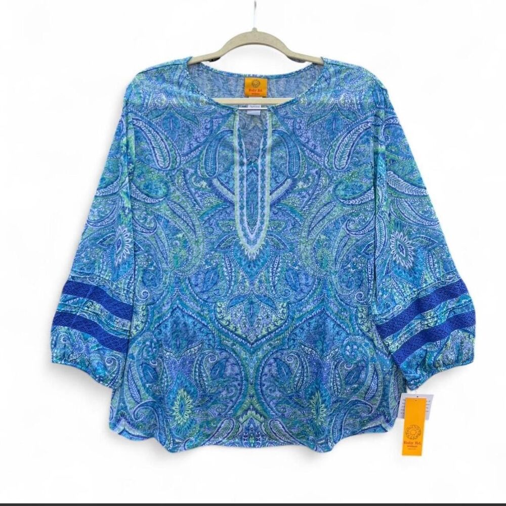 Ruby Rd. Paisley Burnout Lace Top 2X Blouse NWT
